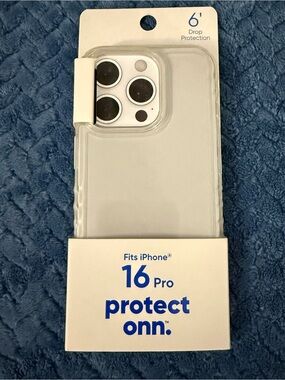 NIB ONN. Clear Protective Gel Case for iPhone 16 Pro | 6ft Drop Protection